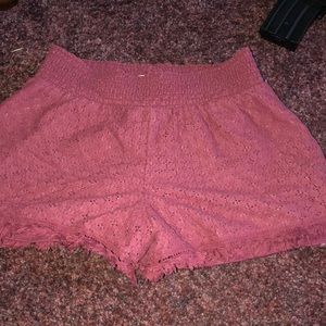 Maroon lace material shorts Xhilaration